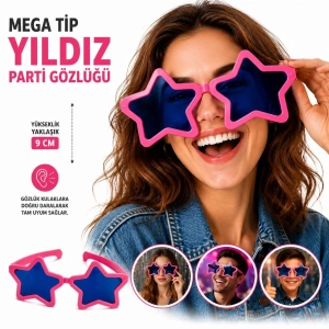 Yıldız Parti Gözlüğü (Mega Tip, Pembe)