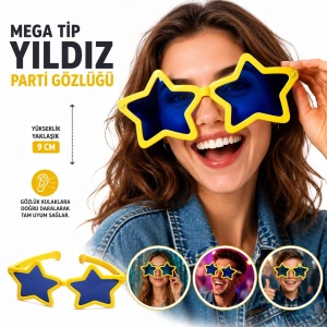 Yıldız Parti Gözlüğü (Mega Tip,Sarı)