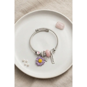Mor Papatya Charmlı Bileklik