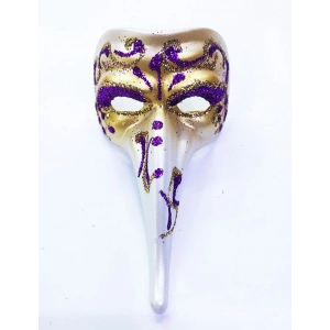 Venedik Uzun Maske Magnet (Mor Renk İşlemeli Seramik Malzemeden İmal)