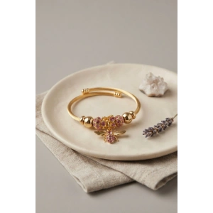 Pembe Arı Model Gold Renk Charm Bileklik