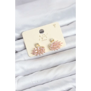 Pembe Zirkon Taşlı Gold Swan Kuğu Model Kadın Küpe