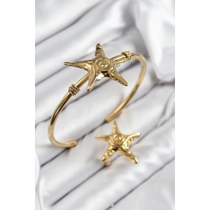 Pirinç Deniz Yıldızı Model Gold Renk Bileklik Yüzük Set