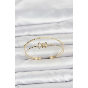 Pirinç Gold Renk Baget Zirkon Taşlı Objeli Kadın Bileklik