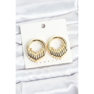 Pirinç Gold Renk Halka Sarmal Model Vintage Kadın Küpe