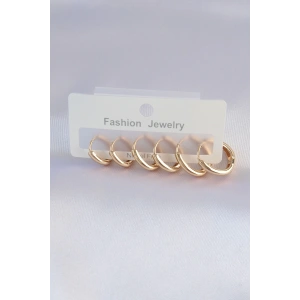 Pirinç Gold Renk Oval Küpe Seti