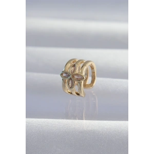 Pirinç Gold Renk Yonca Earcuff Küpe