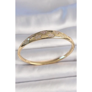 Pirinç Gold Renk Zirkon Taşlı Yıldız İşlemeli Kadın Kelepçe