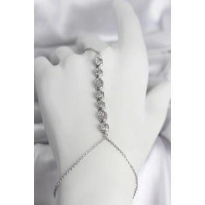 Pirinç Gümüş Renk Sıralı Zirkon Taşlı Kadın Şahmeran