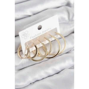 Pirinç Halka Model Gold Renk Kadın Set Küpe