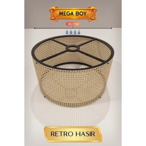Retro Hasır Lambader Başlığı (35cm)
