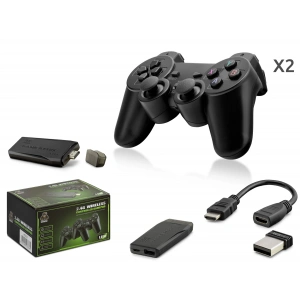 Çift Gamepad Seti (Retro Oyun Stick HDMI 2.4G Kablosuz - Siyah HD327)