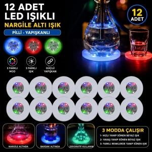 Renkli LED Narg.Altı Işık 12’li Set (Kendinden Yapışkanlı)