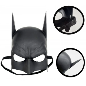 Siyah Renk Çocuk Boy Arkadan Lastikli Batman Maskesi 20x14 cm