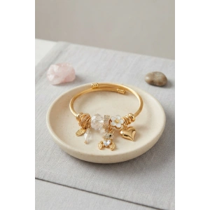 Tavşan Model Gold Renk Beyaz Charmlı Bileklik
