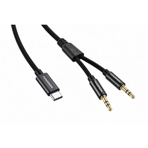 USB Type-c 3.5 mm Çift Çıkışlı Ses Kablosu (1.15 Mt - GJ036)