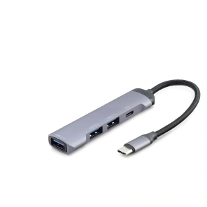 Type-C Hub 3*Usb2.0 + Usb3.0 Gri HDX7040