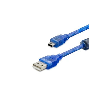 USB Mini V3/5Pin to USB Kablo 1.5m (HDX5065 Şeffaf Mavi)