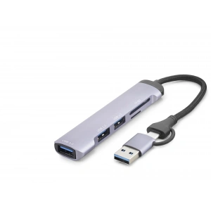 Kart Okuyucu Type-c 3.0 USB Hub (5 Port, 5 Gbps, Gri - HDX7900)