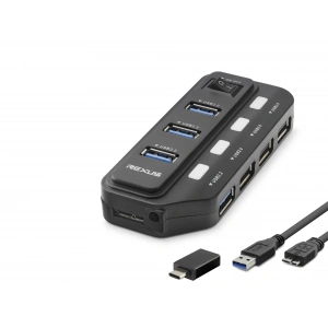USB Type-c 3.2 Gen1 (Anahtarlı, Hub, 7 Port, 5 Gbps, Siyah-U332)