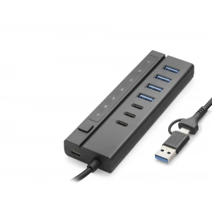 USB Hub (Type-C 3.2 Gen1, Anahtarlı, 8 Port, 5 Gbps, Siyah - HDX7062)