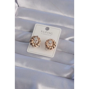 XUPİNG Rose Renk Oval Zirkon Taşlı Burgu Model Küpe