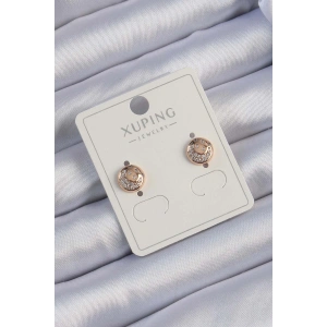 Xuping Rose Renk Zirkon Taşlı Yansımalı Oval Küpe