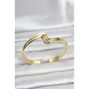 Zikzak Model Gold Renk Pirinç Kadın Bileklik