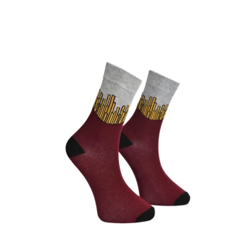 Unisex Patates Kızartması Çorap Bordo - LksÇrp24