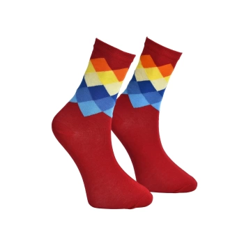 Unisex Renkli Kare Çorap Kırmızı - LksÇrp17