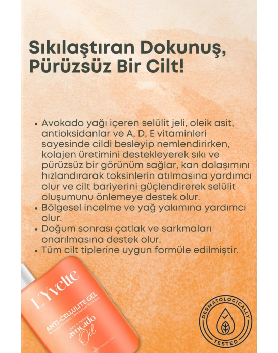Selülit Ve Çatlak Karşıtı Sıkılaştırıcı Arındırıcı Nemlendirici Avokado Yağı Içeren Jel