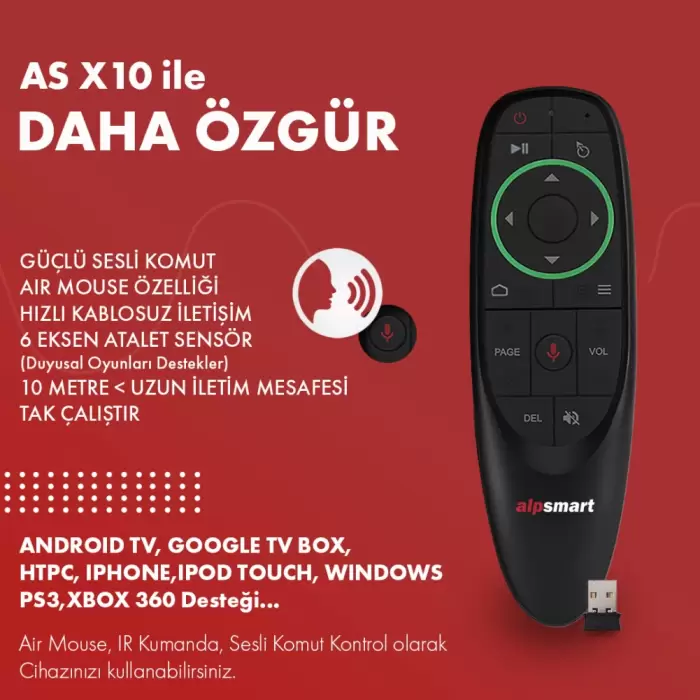 Air Mouse TV Kumanda - 3’ü İşlev 1 Kumandada - Sesli Kontrol - Air Mouse - IR Uzaktan Kumanda