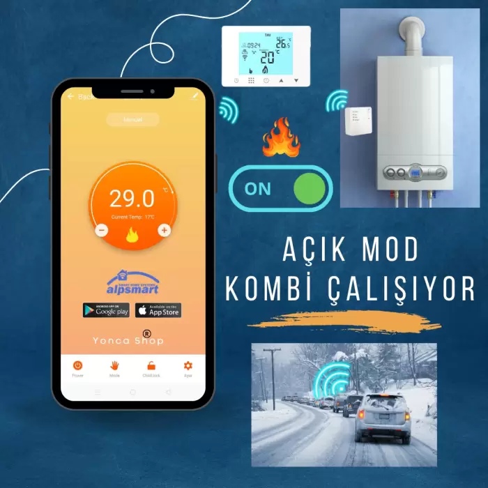 Akıllı Kombi Termostatı - Kablosuz - Wifi - Dijital