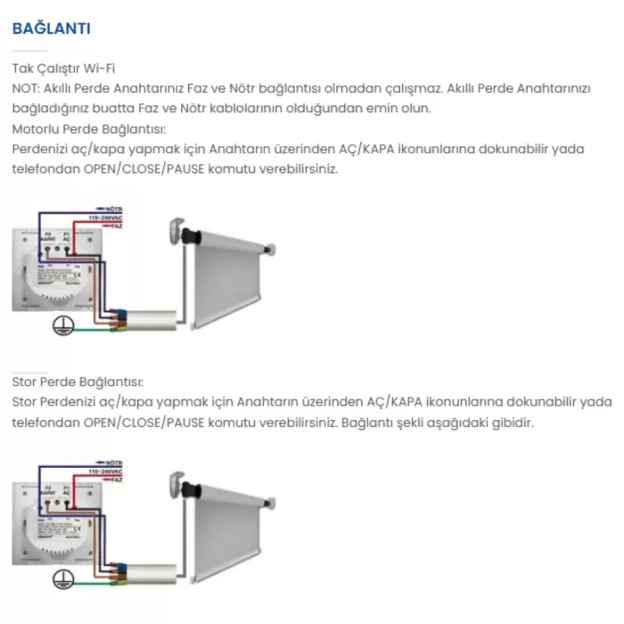 Akıllı Perde Anahtarı -Dokunmatik - Wi-Fi - Beyaz Kristal Cam Yüzey - Farklı Senaryo Modları - Ev - İş Yeri - Perde -Stor - Panjur