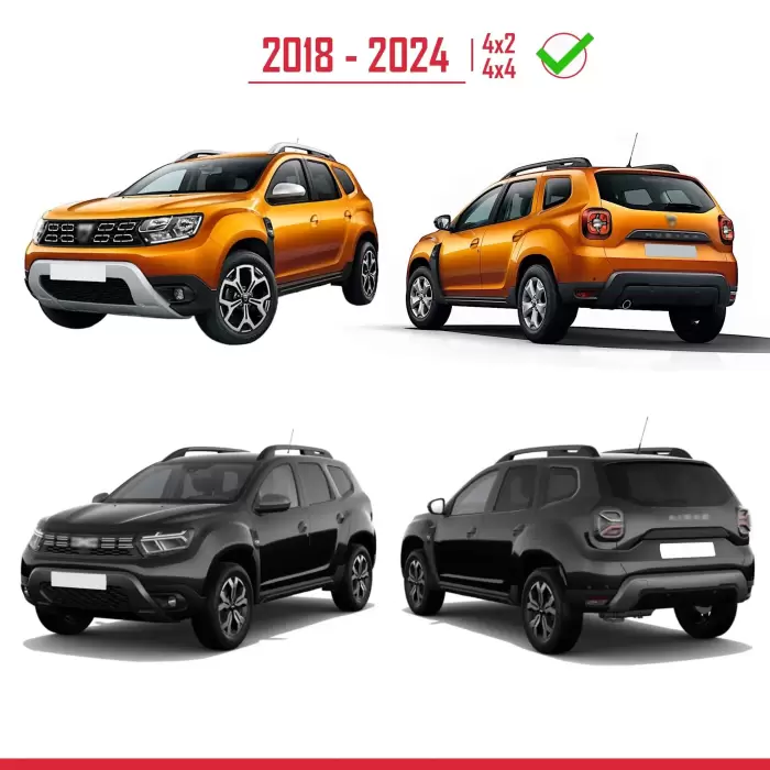 Dacia Duster 2018 ve Sonrası ile Uyumlu Kapı ve Çamurluk Koruma Dodik Seti - Siyah