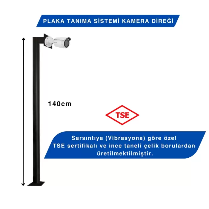 Kamera Direği - 140cm - TSE Sertifikalı - Plaka Tanıma Kamera Direği