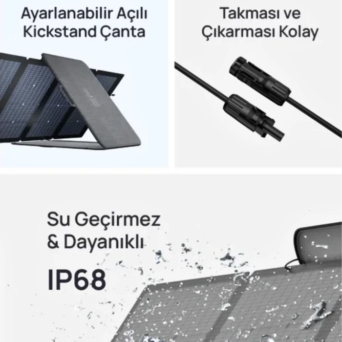 Taşınabilir Güneş Paneli 220W + Şarj Kablosu 5 Metre