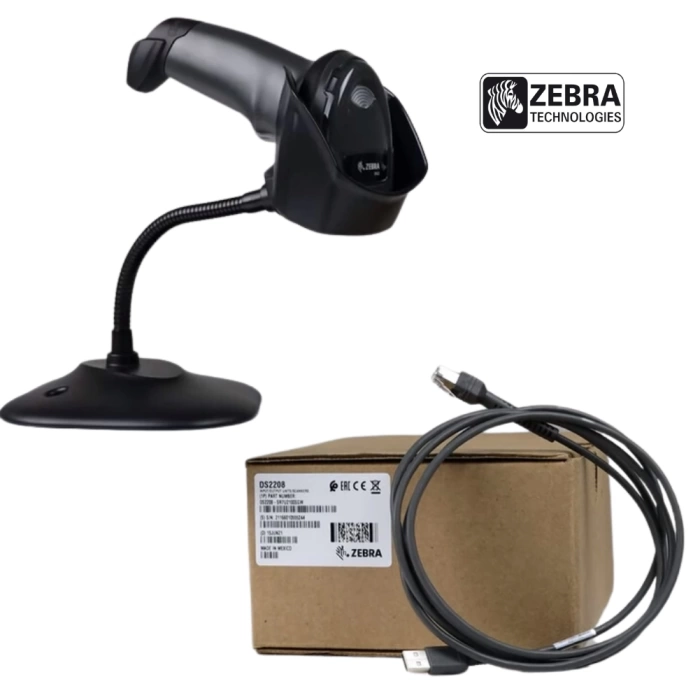Zebra DS2208 2D Barkod Okuyucu - Kablolu - USB + Stand