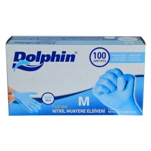 Dolphin Pudrasız Mavi Nitril Muayene Eldiveni 100lü