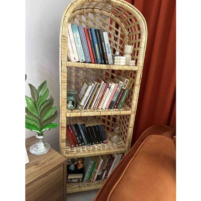 Hasır Bambu Mutfak Banyo Ayakkabılık Kitaplık Rafı 4 Lü