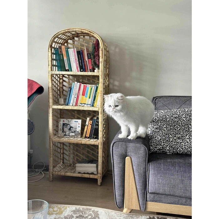 Hasır Bambu Mutfak Banyo Ayakkabılık Kitaplık Rafı 4 Lü