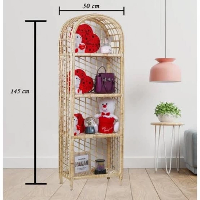 Hasır Bambu Mutfak Banyo Ayakkabılık Kitaplık Rafı 4 Lü