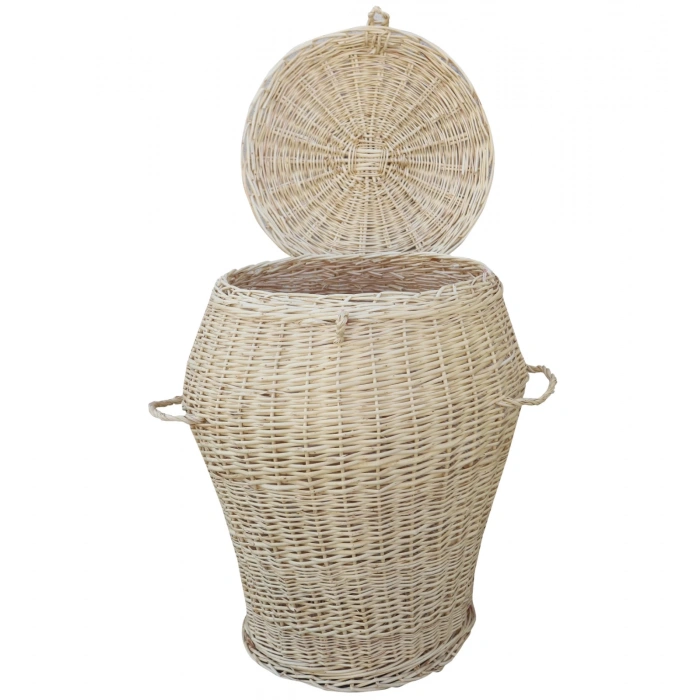 Hasır Çamaşır Sepeti Kulplu Büyük Yuvarlak
