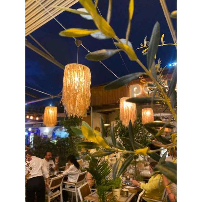 Hasır Rafya Tasarım Bohem Avize 28 cm çap