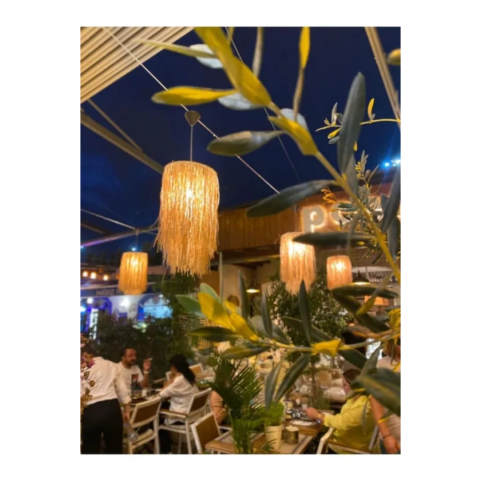 Hasır Rafya Tasarım Bohem Avize 28 cm çap