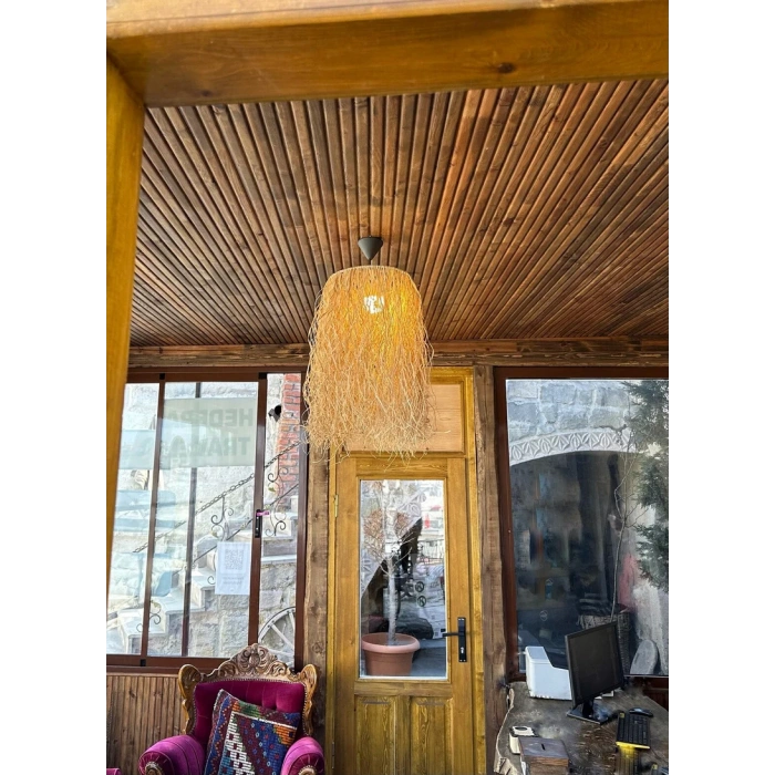 Hasır Rafya Tasarım Bohem Avize 28 cm çap