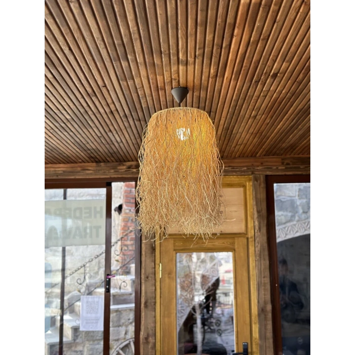 Hasır Rafya Tasarım Bohem Avize 28 cm çap