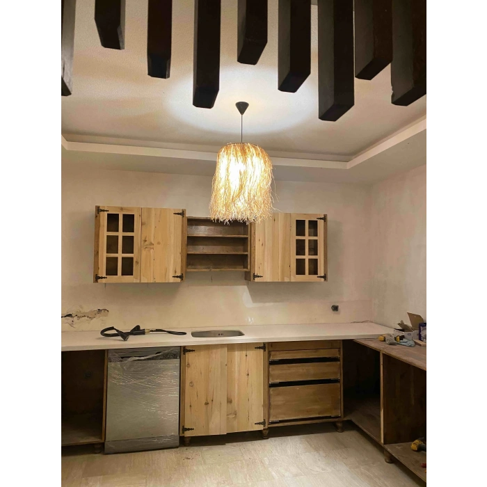 Hasır Rafya Tasarım Bohem Avize 28 cm çap