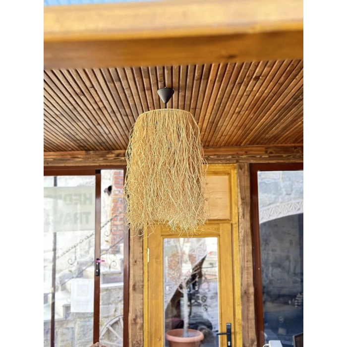 Hasır Rafya Tasarım Bohem Avize 28 cm çap