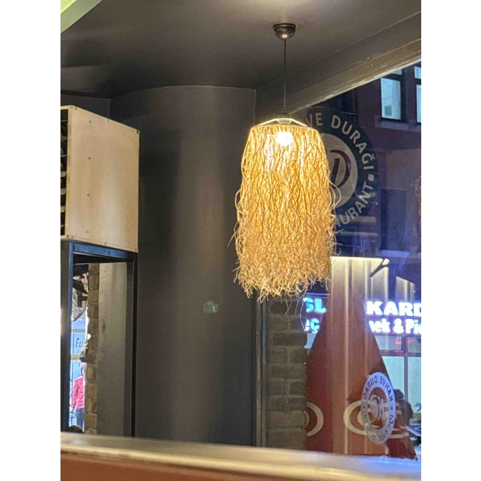 Hasır Rafya Tasarım Bohem Avize 28 cm çap